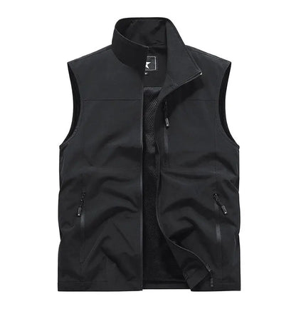 Chalecos cargo de verano para hombre, finos, de malla transpirable, chalecos sin mangas para escalar, chaquetas, ropa deportiva masculina, chalecos informales 6XL