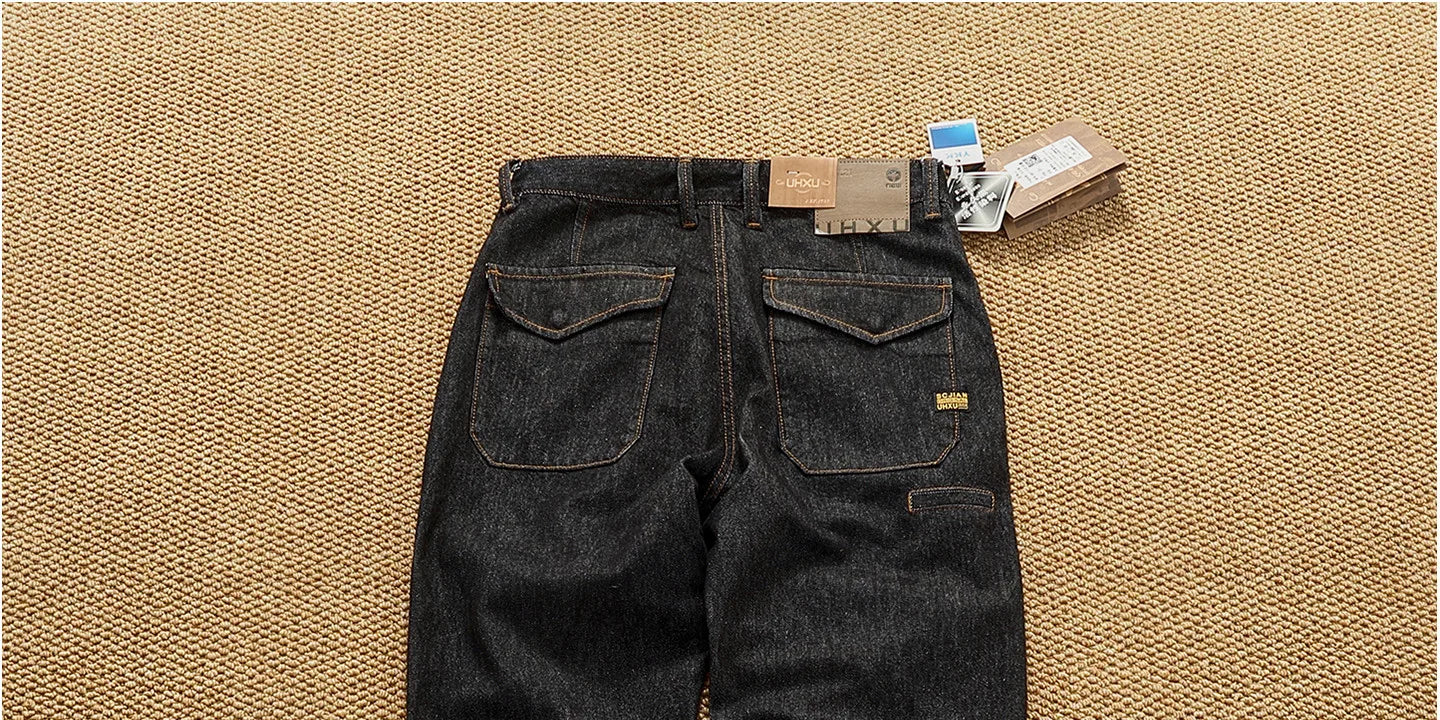 2025 Autumn New American Retro Heavyweight 3D cutting High-end Comfort Denim Men's Fashion Washed Straight Casual Tapered Jeans