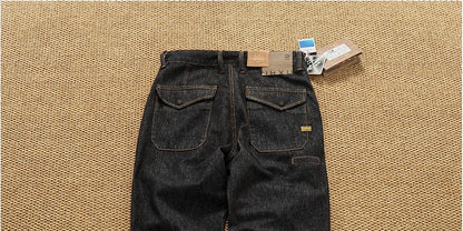 2025 Autumn New American Retro Heavyweight 3D cutting High-end Comfort Denim Men's Fashion Washed Straight Casual Tapered Jeans