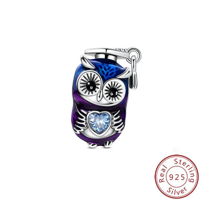 New 925 Sterling Silver Charms Bead Penguin Owl Bow Heart Charm Fit Original Pendant Bracelet Jewelry Making For Women Gift