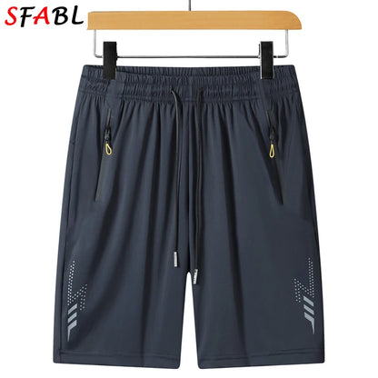New Summer Casual Shorts Men Boardshorts Breathable Beach Shorts Elastic Jogging Running Sports Men's Short Pants Zipper Pockets