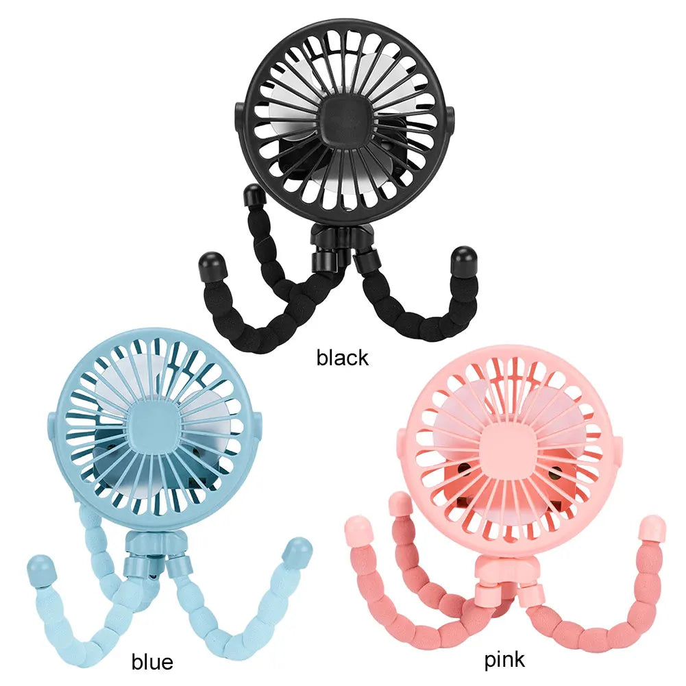 Baby Stroller Fan with Flexible Tripod Portable Handheld Fan USB Charging Mini Desk Cooling Fan 500mAh for Baby Stroller Student