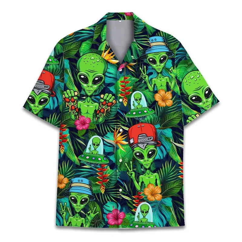 3D Printed Monkey Floral Leaf Hawaiian Shirt Men Orangutan Graphic Blouse Summer Holiday Short Sleeves Street Beach Aloha Shirts