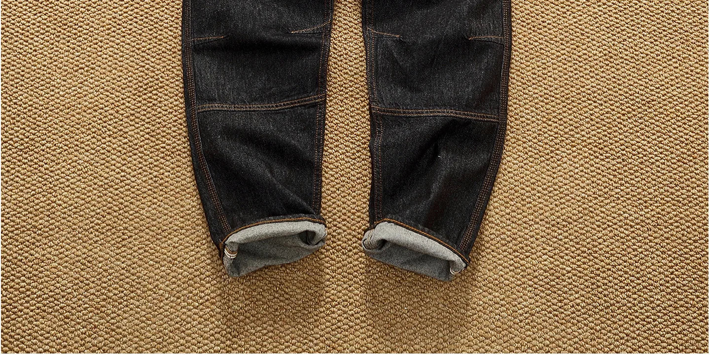 2025 Autumn New American Retro Heavyweight 3D cutting High-end Comfort Denim Men's Fashion Washed Straight Casual Tapered Jeans