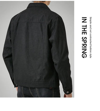 British Style Jacket Spring and Autumn Men's Casual Jacket Suede Trendy Button Up Jacket Casual Personality Men's New Clothing