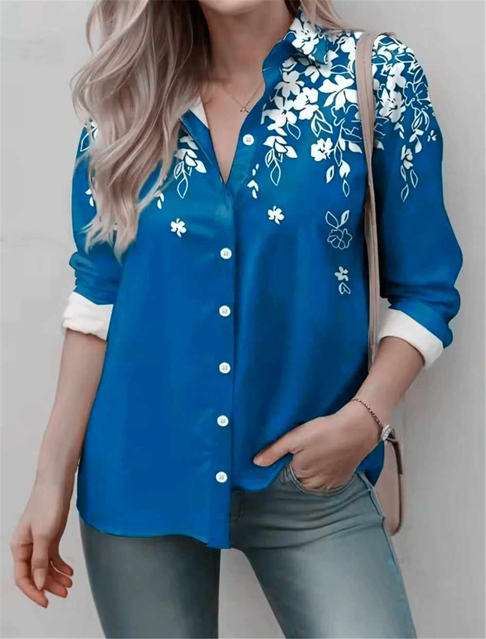 Fashion Floral Pattern Women Long Sleeve Shirts Autumn New Flower 3D Printed Street Ladies Blouse All Season  Casual Shirt