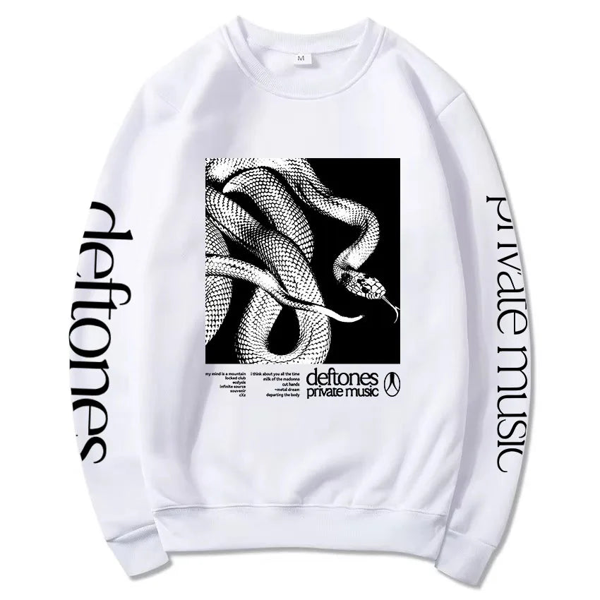 Private Music Tracklist Longsleeve Sweatshirt Deftones Rock Band Printing Hoodies Crewneck Casual Loose Autumn Pullovers Men Top