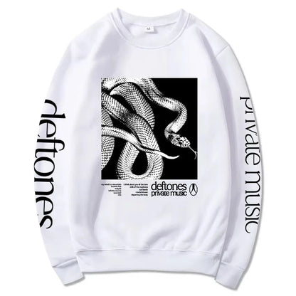 Private Music Tracklist Longsleeve Sweatshirt Deftones Rock Band Printing Hoodies Crewneck Casual Loose Autumn Pullovers Men Top