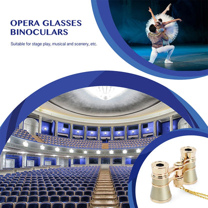 Opera Glasses Binoculars 3X25 Theater Glasses Mini Binocular Compact with Chain for Adults Women Kids in Musical Concert