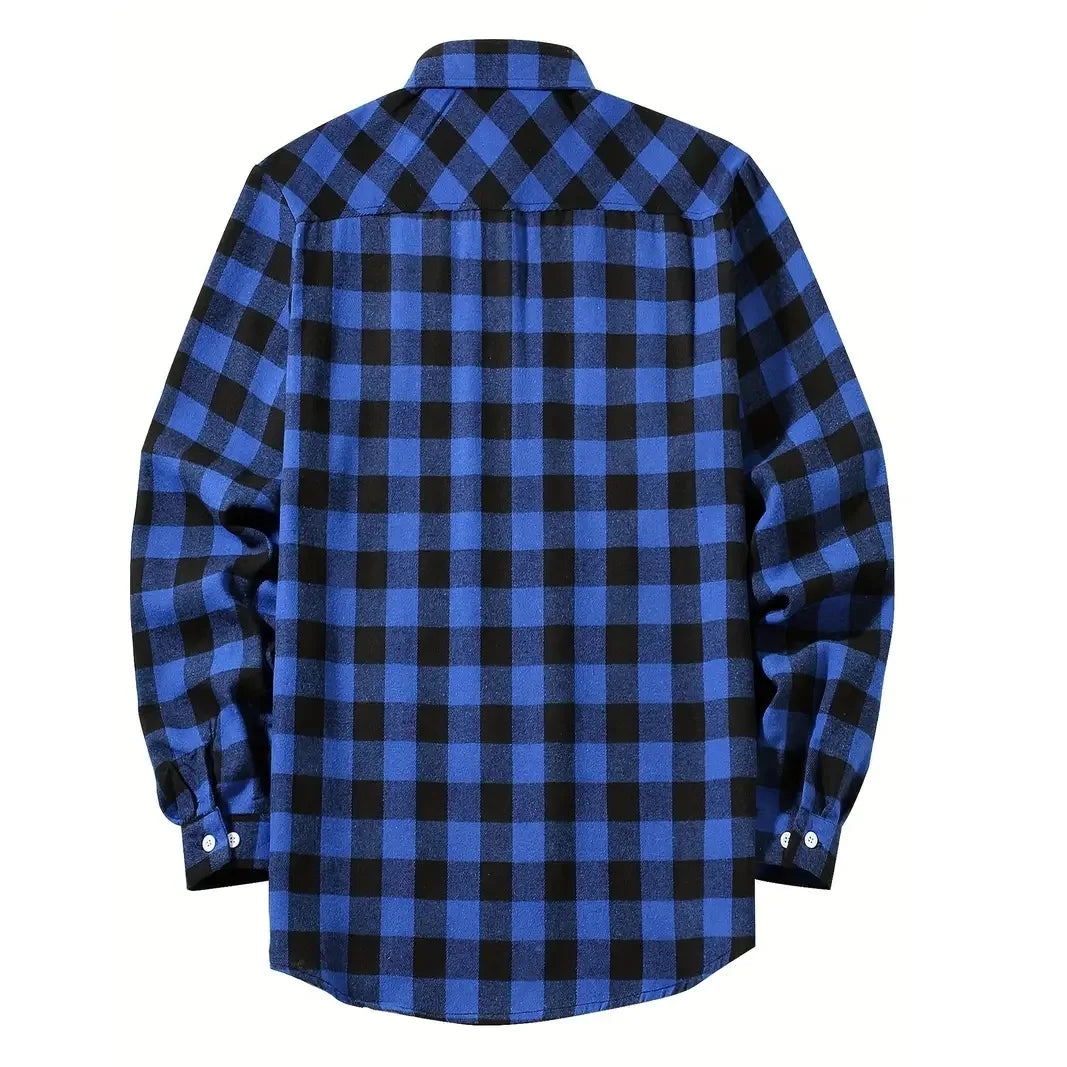 Camisas de hombre con un solo botón, clásicas a cuadros, informal elegante, camisa de franela de manga larga, dos bolsillos en el pecho, diseño de primavera otoño, tops para hombre