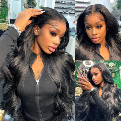 180% Density Body Wave 13x4 HD Transparent Lace Front Wig  Human Hair 40 Inch 13x6 Lace Frontal Human Hair Wigs Pre Plucked