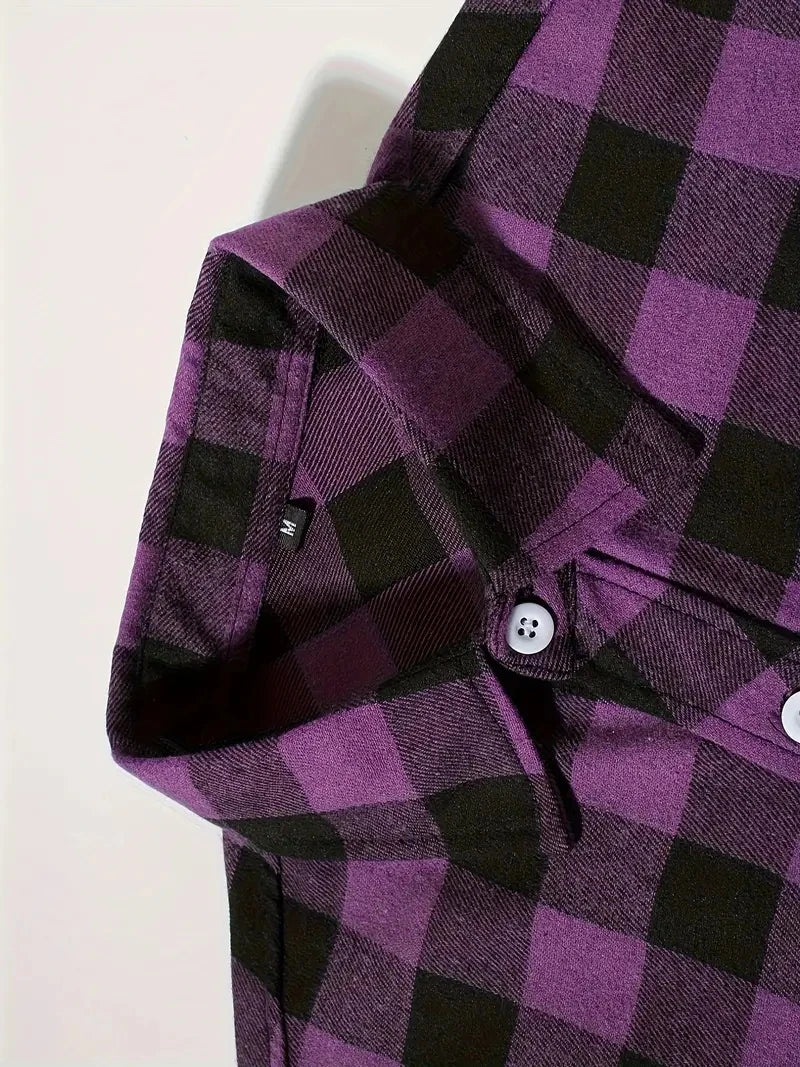 Camisas de hombre con un solo botón, clásicas a cuadros, informal elegante, camisa de franela de manga larga, dos bolsillos en el pecho, diseño de primavera otoño, tops para hombre