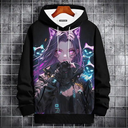 Anime Hoodie Mens Fashion Sweatshirt Graphical Print Hip Hop Hoodies Streetwear Spring Autumn Hoody Oversized hoodies for men