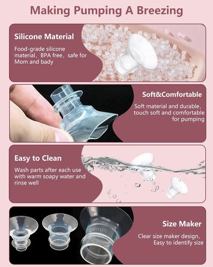 Breast Pump Flange Insert Kit for Momcozy/Spectra S1/S2, Eufy/Medela/Elvie/Lansinoh/Paruu Breast Pump Wearable Pumps