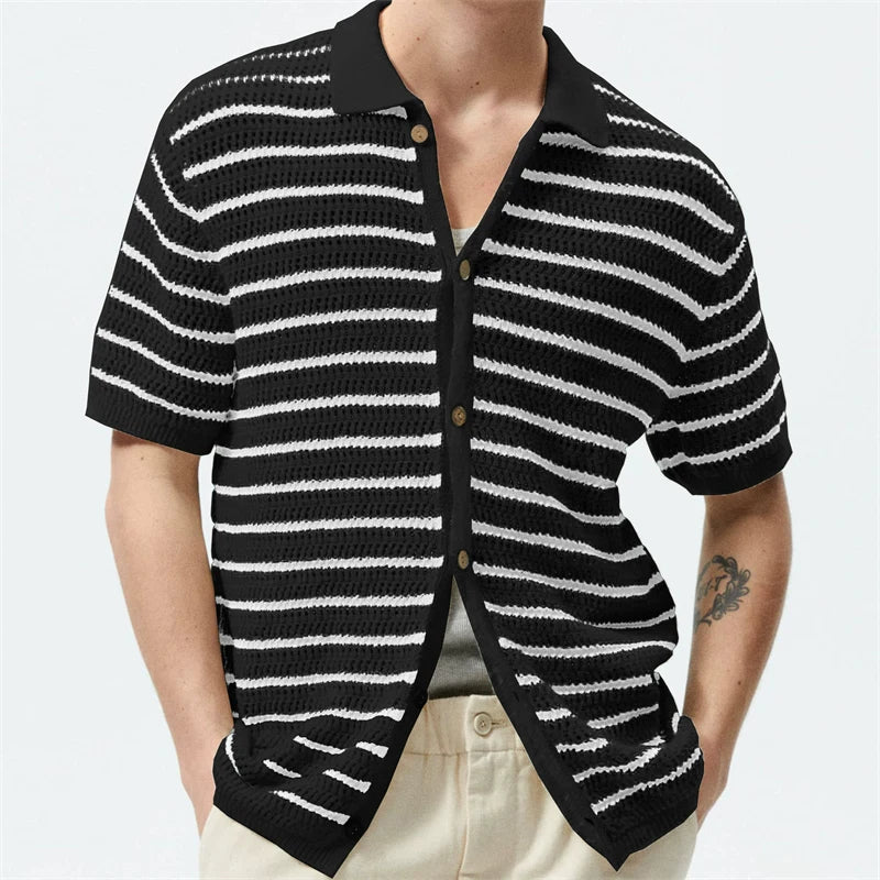 European Style Jacquard Polo Shirts Man Knitwear Business Casual Summer Coolness Quality Viscose Elastic Silky Camisas De Hombre