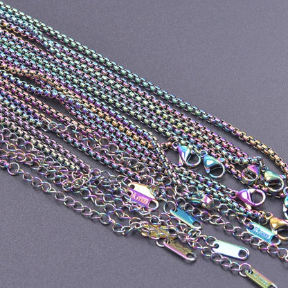 2/5pcs Rainbow Chain New Personalized Multiple Shape Designs Necklace Chains For Jewelry Making DIY 304 Stainless Steel Chains