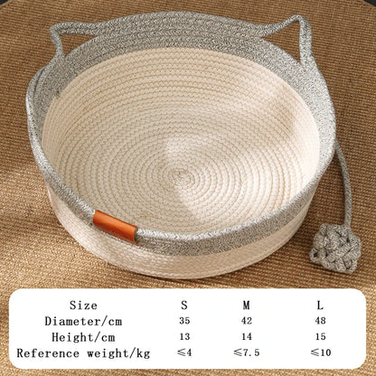 Cat Bed Pet Nest Pure Manual Rattan Woven Cattailgrass Cat Scratch Board Removable Washable Winter Warm Pad All-Season