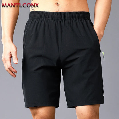 New Summer Casual Shorts Men Boardshorts Breathable Beach Shorts Elastic Jogging Running Sports Men's Short Pants Zipper Pockets