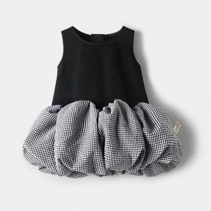 2025 Korea Girls Baby Summer Spring Autumn Dress Plaid Patchwork Casual Dresses Fashion Kids Children Clothes Vestidos