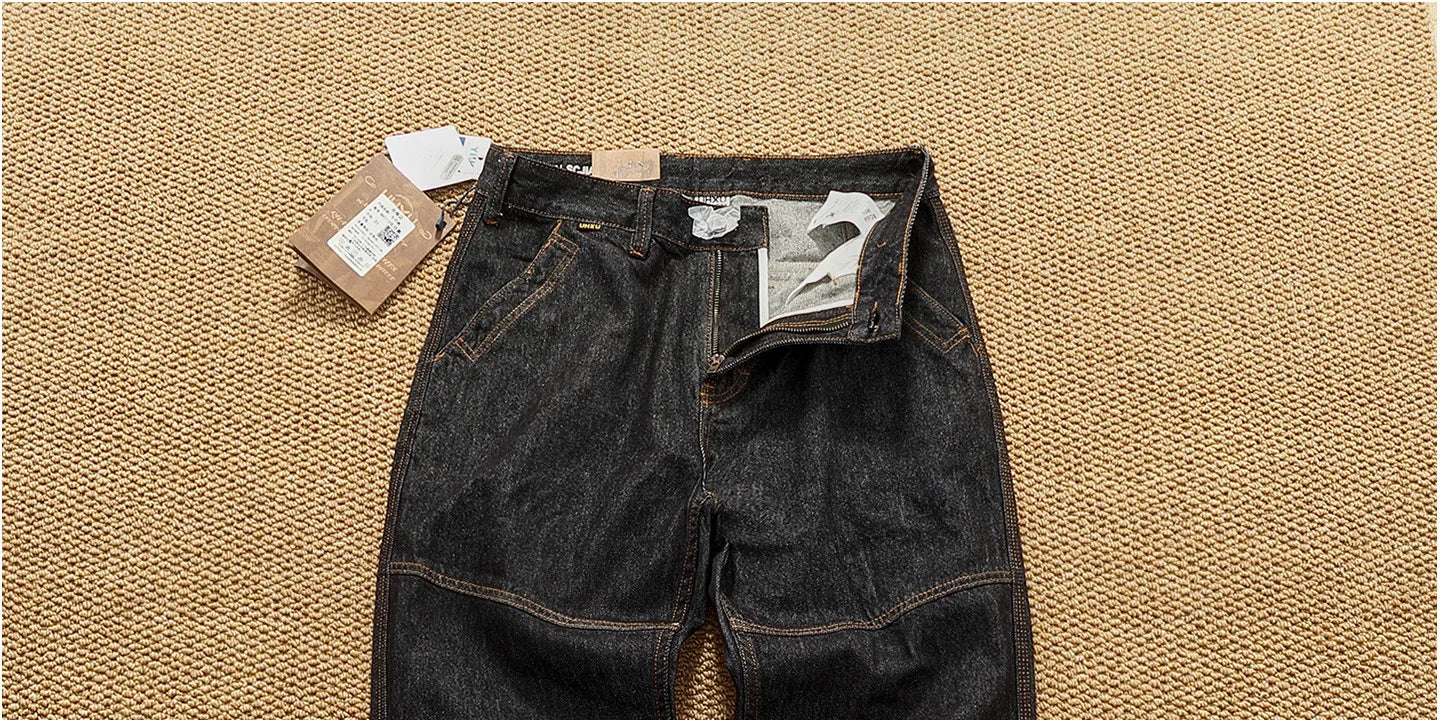 2025 Autumn New American Retro Heavyweight 3D cutting High-end Comfort Denim Men's Fashion Washed Straight Casual Tapered Jeans