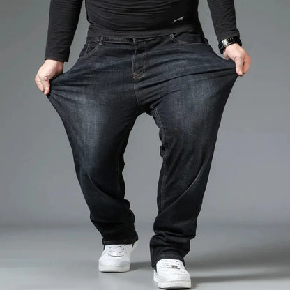 10XL Mens Black Jeans Oversize High Waist Loose Trousers Large Size Husband Plus Size Loose Denim Trousers Blue Male Denim Pants