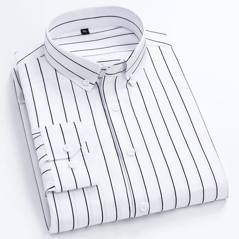 Shirts For Men Striped Blue Long Sleeve Man Shirt Business Cotton Cheap Things With Vintage Collar Sale Button Up Slim Fit