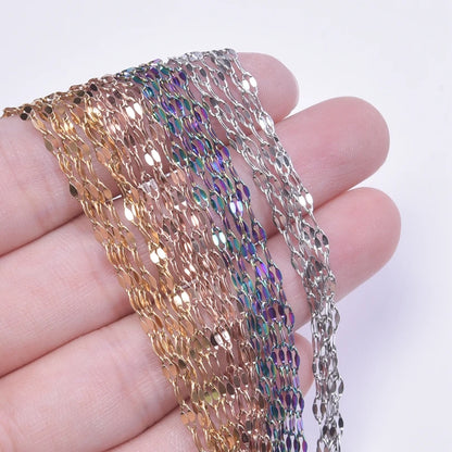 2/5pcs Rainbow Chain New Personalized Multiple Shape Designs Necklace Chains For Jewelry Making DIY 304 Stainless Steel Chains
