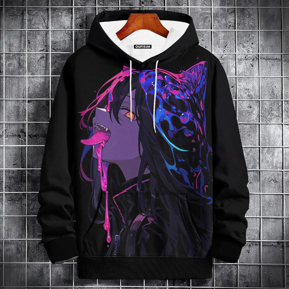 Anime Hoodie Mens Fashion Sweatshirt Graphical Print Hip Hop Hoodies Streetwear Spring Autumn Hoody Oversized hoodies for men