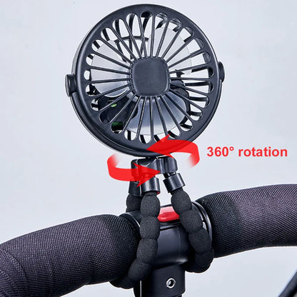 Baby Stroller Fan with Flexible Tripod Portable Handheld Fan USB Charging Mini Desk Cooling Fan 500mAh for Baby Stroller Student