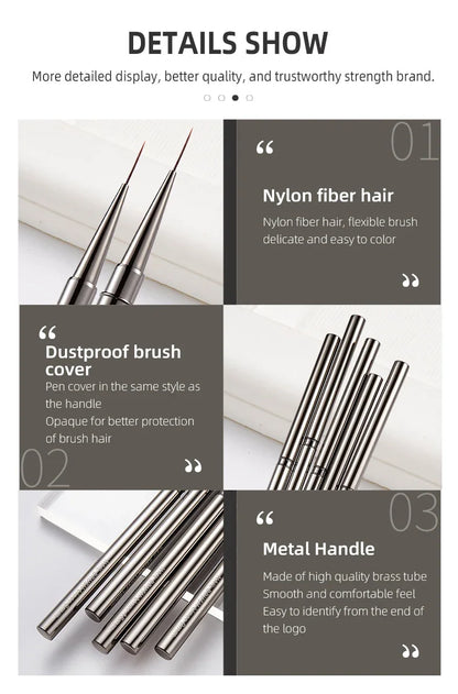 Nails Art Liner Brushes Elongated Lines Striping Drawing Painting  6/9/12/15/18mm Design Pen Professional Manicure Tool New