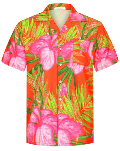 Summer Fashion Mens Hawaiian Shirts Short Sleeve Button Coconut Tree Printed Casual Beach Aloha Shirt Plus Size 6XL Hombre Ropa
