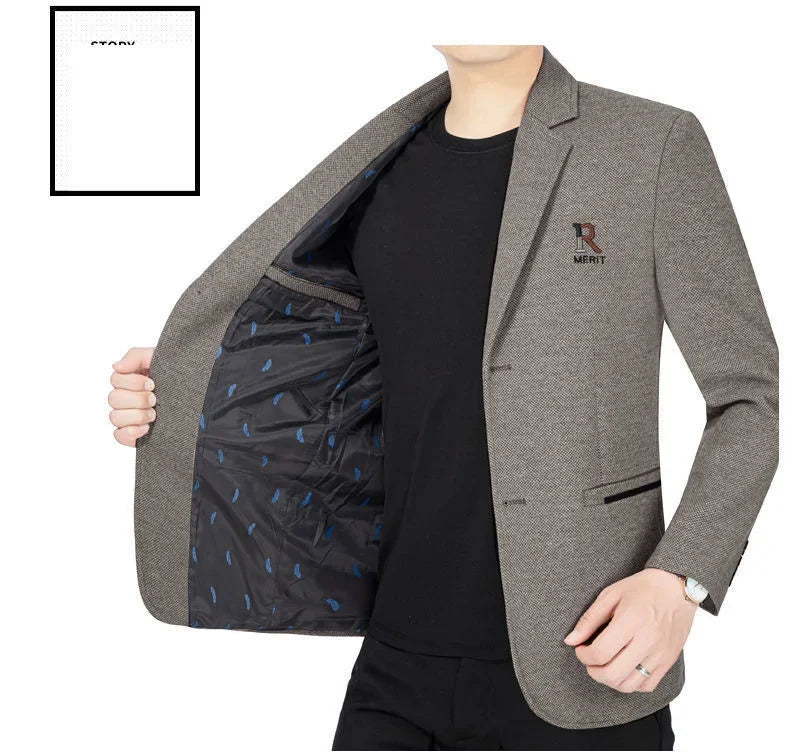 TFETTERS Brand 2025 Spring Business Blazer for Men Solid Autumn Casual Men's Jacket Blazer Fashion Single Breasted Suits Mens