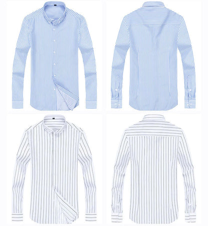 Shirts For Men Striped Blue Long Sleeve Man Shirt Business Cotton Cheap Things With Vintage Collar Sale Button Up Slim Fit