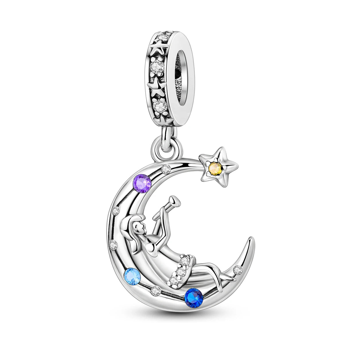 New Arrivals Silver Plated Cute Pet Moon Luminous Firefly Charms Fit Original Bangle Beads Pendent Dangle Bracelet DIY Jewelry