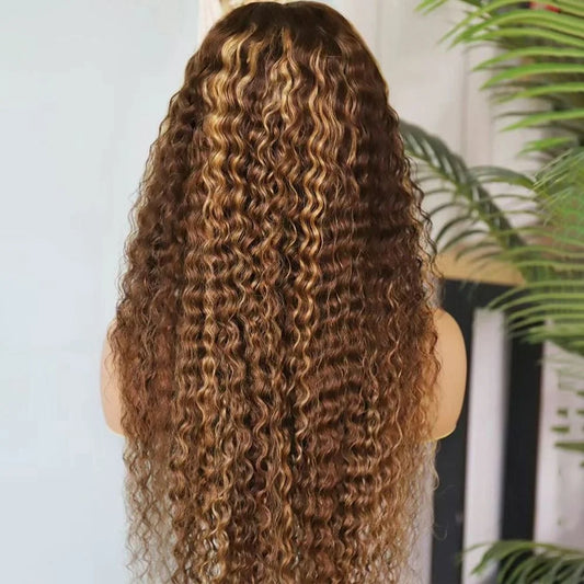 Deep Wave Honey Blonde Glueless Wig Human Hair Ready To Wear And Go Pre Plucked 13x6 Hd Water Curly Lace Frontal Wig For Women