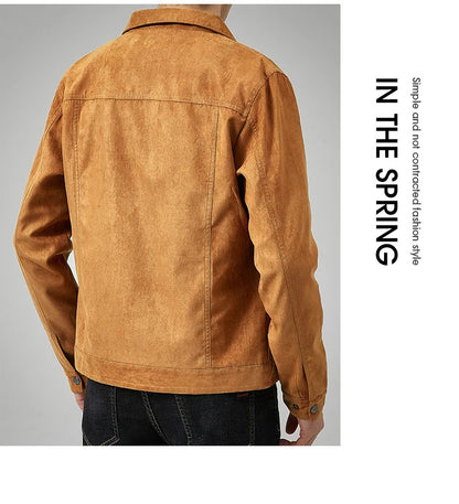British Style Jacket Spring and Autumn Men's Casual Jacket Suede Trendy Button Up Jacket Casual Personality Men's New Clothing