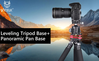 Base niveladora para trípode VICELK con base panorámica de 360° para fotografía macro panorámica con ajuste de precisión de +/-5 grados