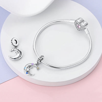 New Arrivals Silver Plated Cute Pet Moon Luminous Firefly Charms Fit Original Bangle Beads Pendent Dangle Bracelet DIY Jewelry