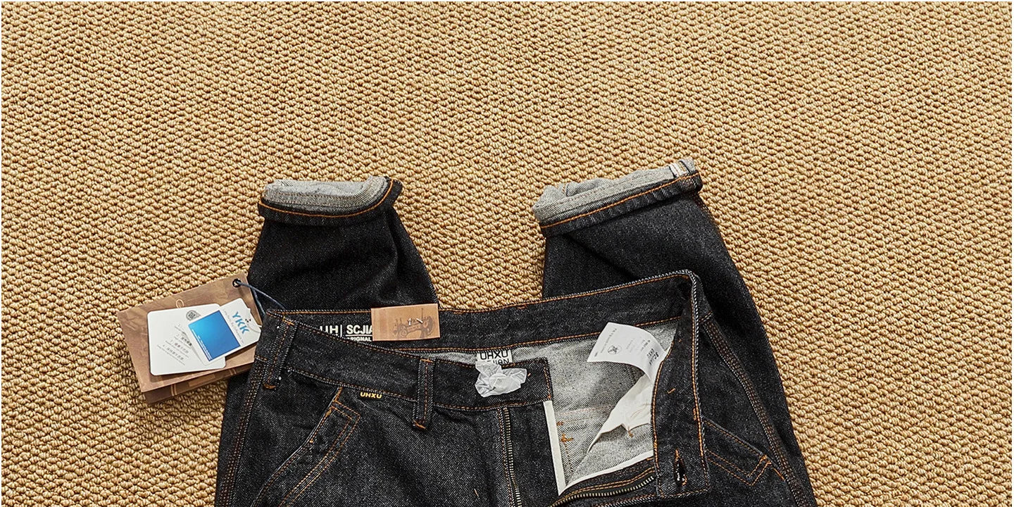 2025 Autumn New American Retro Heavyweight 3D cutting High-end Comfort Denim Men's Fashion Washed Straight Casual Tapered Jeans