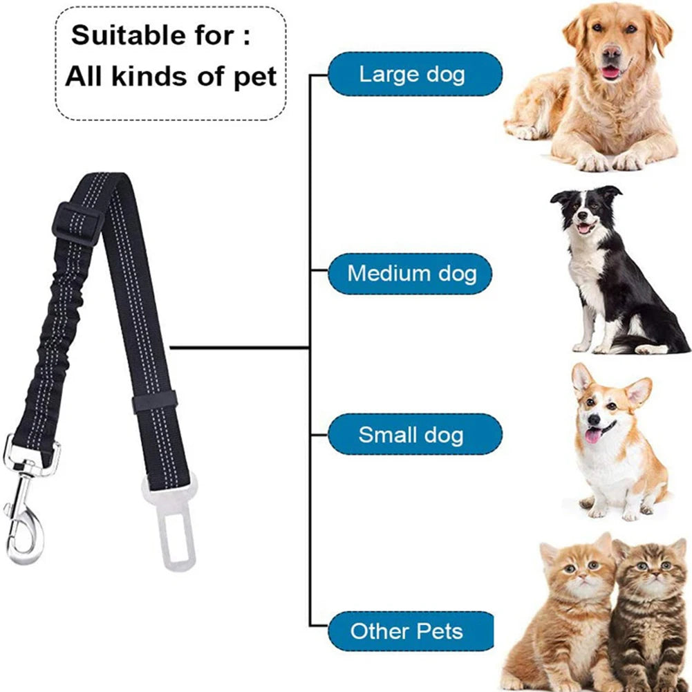 Cinturón de seguridad para coche de mascotas, correa de nailon para vehículos, asiento trasero, cinturón de seguridad ajustable para perros, arnés, collar, accesorios para mascotas para paseos al aire libre