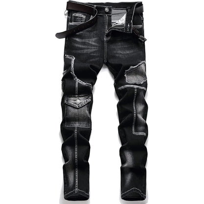 Mid-high waist fringed jeans, street style, solid color, suitable for all seasons.