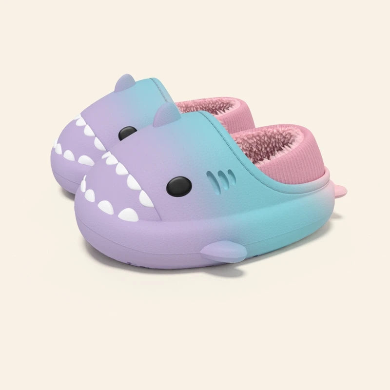 Winter Cute Children EVA Shark Slippers Girls Soft Indoor Home Cotton Sandals Boys Non-Slip Thick Slides Kids Waterproof Shoes
