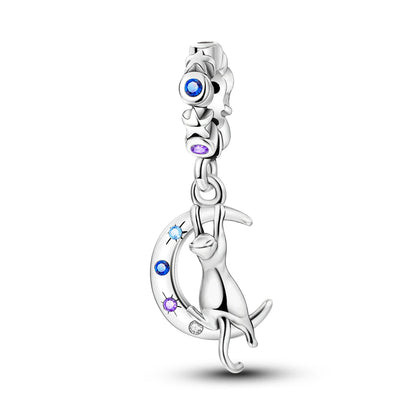 New Arrivals Silver Plated Cute Pet Moon Luminous Firefly Charms Fit Original Bangle Beads Pendent Dangle Bracelet DIY Jewelry