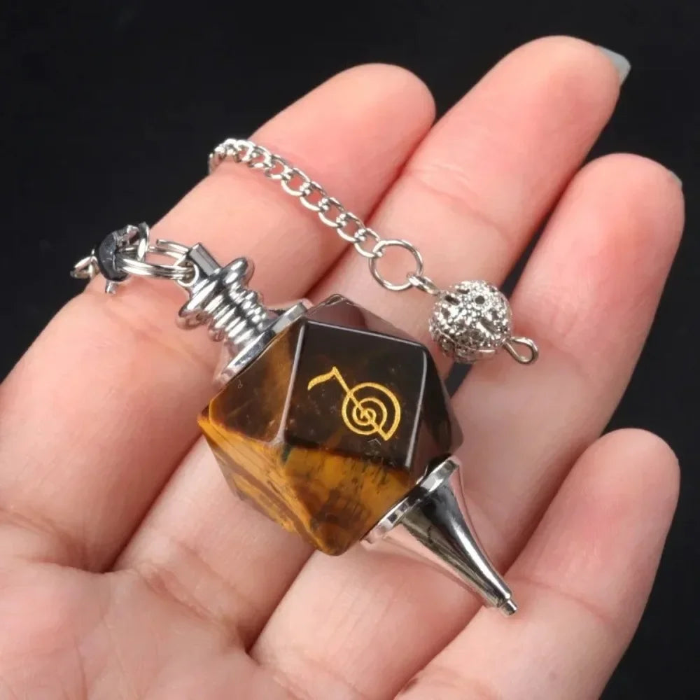 New Semi-precious Stone Chakra Pendulum Lapis Amethyst Semi-precious Stone Pendulum Cho Ku Rei Symbols Energy Pendulum
