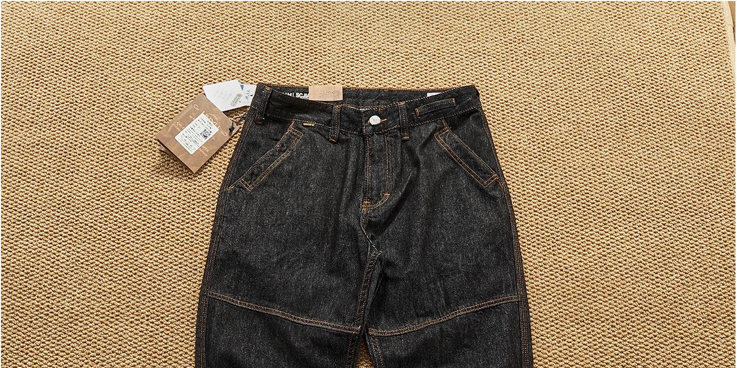 2025 Autumn New American Retro Heavyweight 3D cutting High-end Comfort Denim Men's Fashion Washed Straight Casual Tapered Jeans