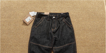 2025 Autumn New American Retro Heavyweight 3D cutting High-end Comfort Denim Men's Fashion Washed Straight Casual Tapered Jeans