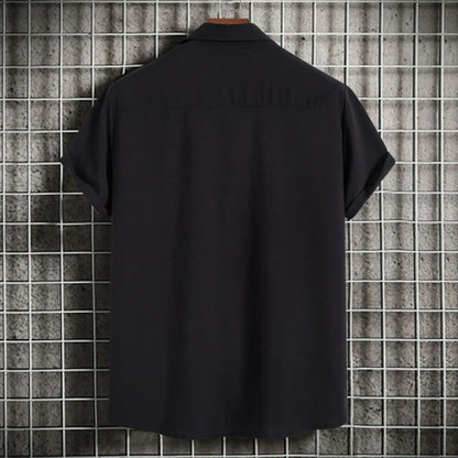 Nuevas camisas de manga corta para hombre, moda, lisas, informales, cárdigan con solapa, tops para hombre, blusa cómoda de un solo botón, camisas de playa de verano