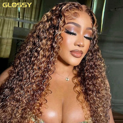Deep Wave Honey Blonde Glueless Wig Human Hair Ready To Wear And Go Pre Plucked 13x6 Hd Water Curly Lace Frontal Wig For Women