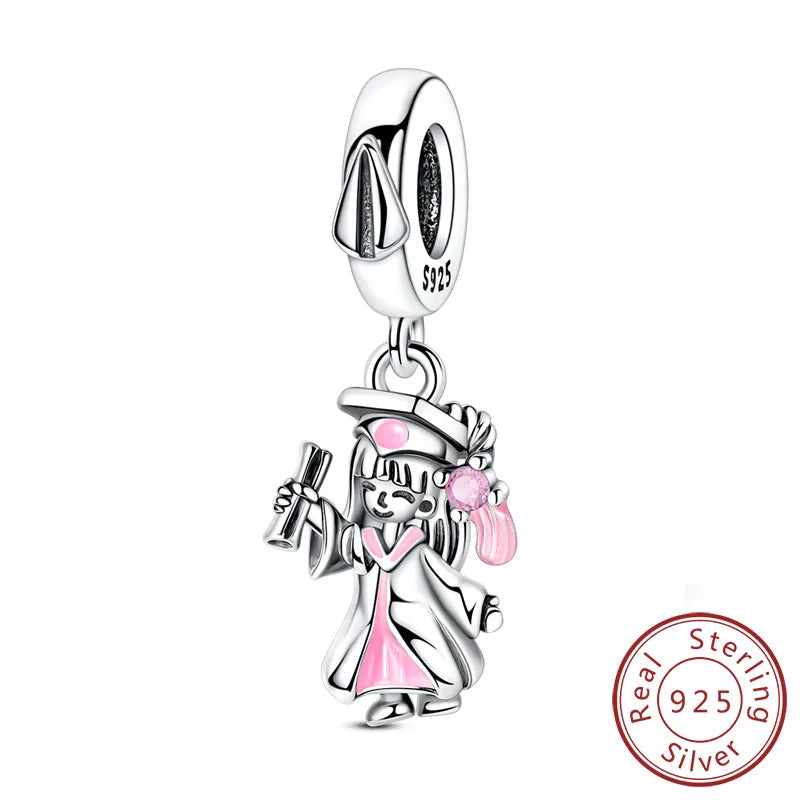 New 925 Sterling Silver Charms Bead Penguin Owl Bow Heart Charm Fit Original Pendant Bracelet Jewelry Making For Women Gift