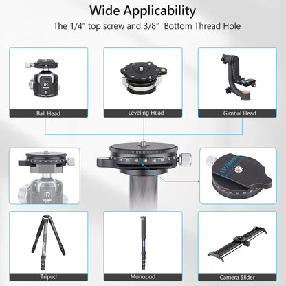 Base niveladora para trípode VICELK con base panorámica de 360° para fotografía macro panorámica con ajuste de precisión de +/-5 grados